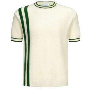 OXKNIT Store Striped Short Sleeve Sweater Mens size Medium 1970 Mod Vintage